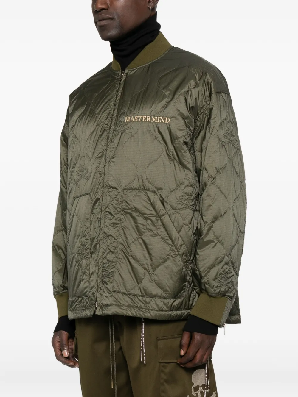 Mastermind Japan Logo-embroidered Quilted Jacket In Green
