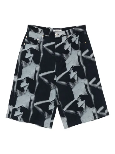 Wales Bonner graphic-print denim shorts