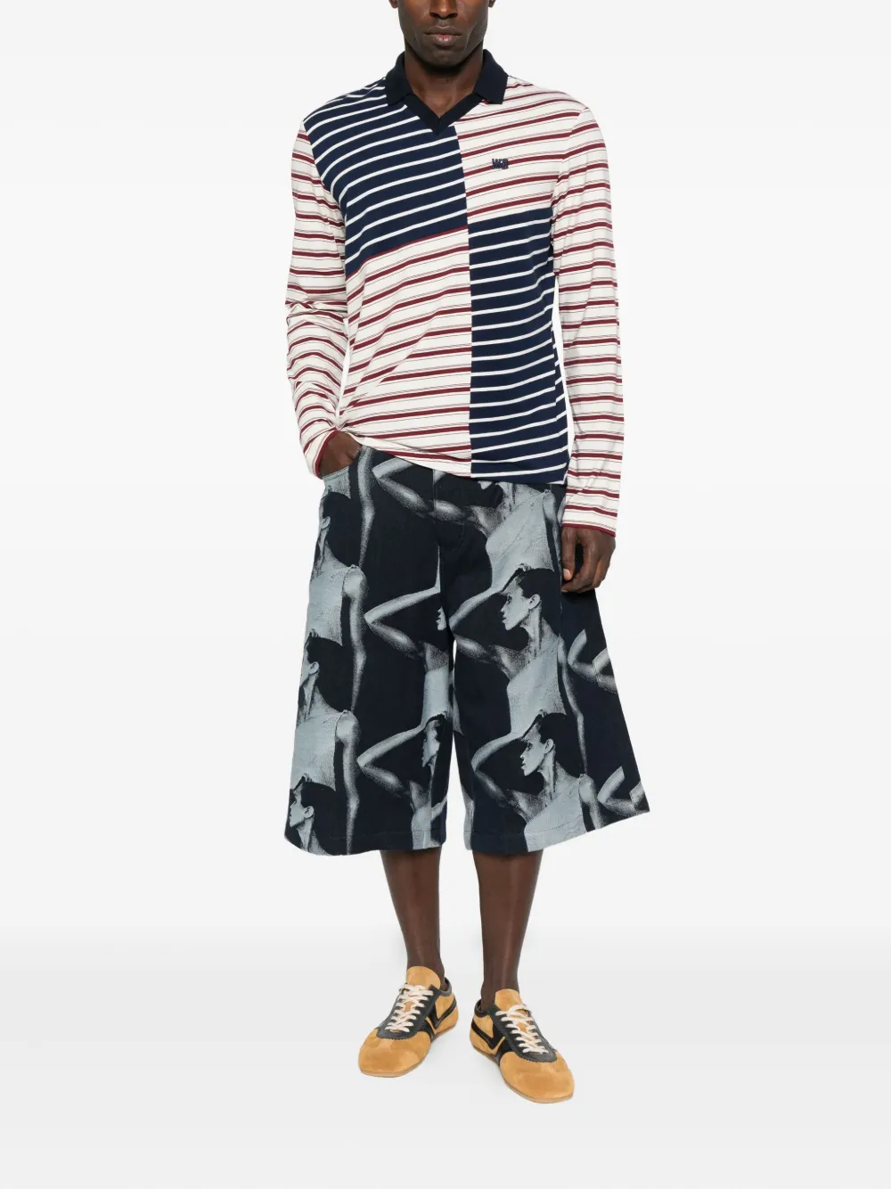 Wales Bonner striped panelled T-shirt - Wit
