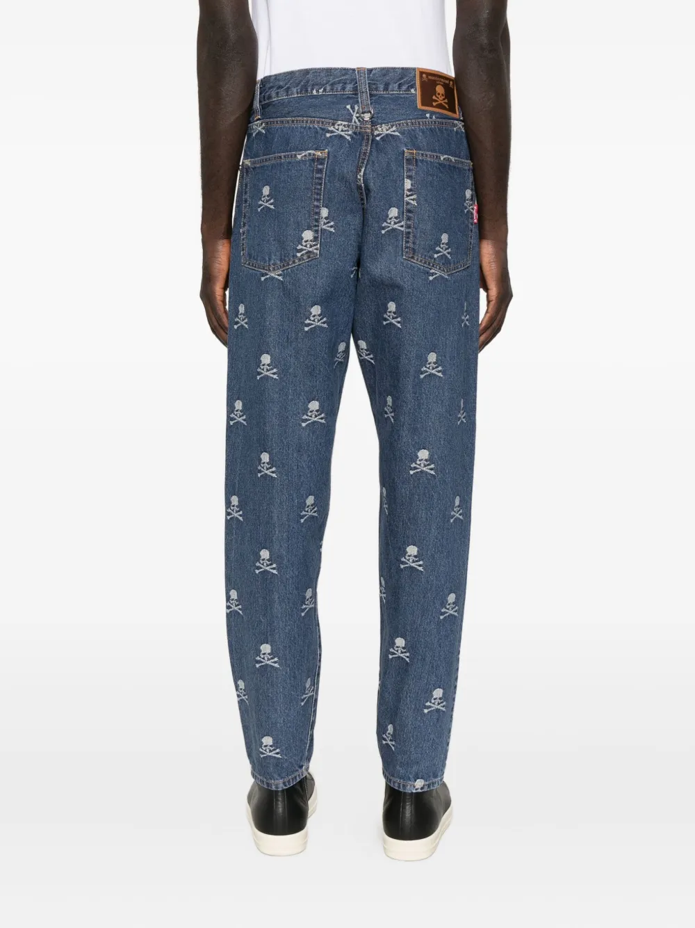 Mastermind Japan Jeans met geborduurde doodskop Blauw