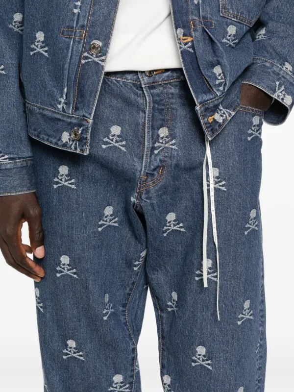 Mastermind Japan skull-embroidered Jeans | Blue | FARFETCH ID