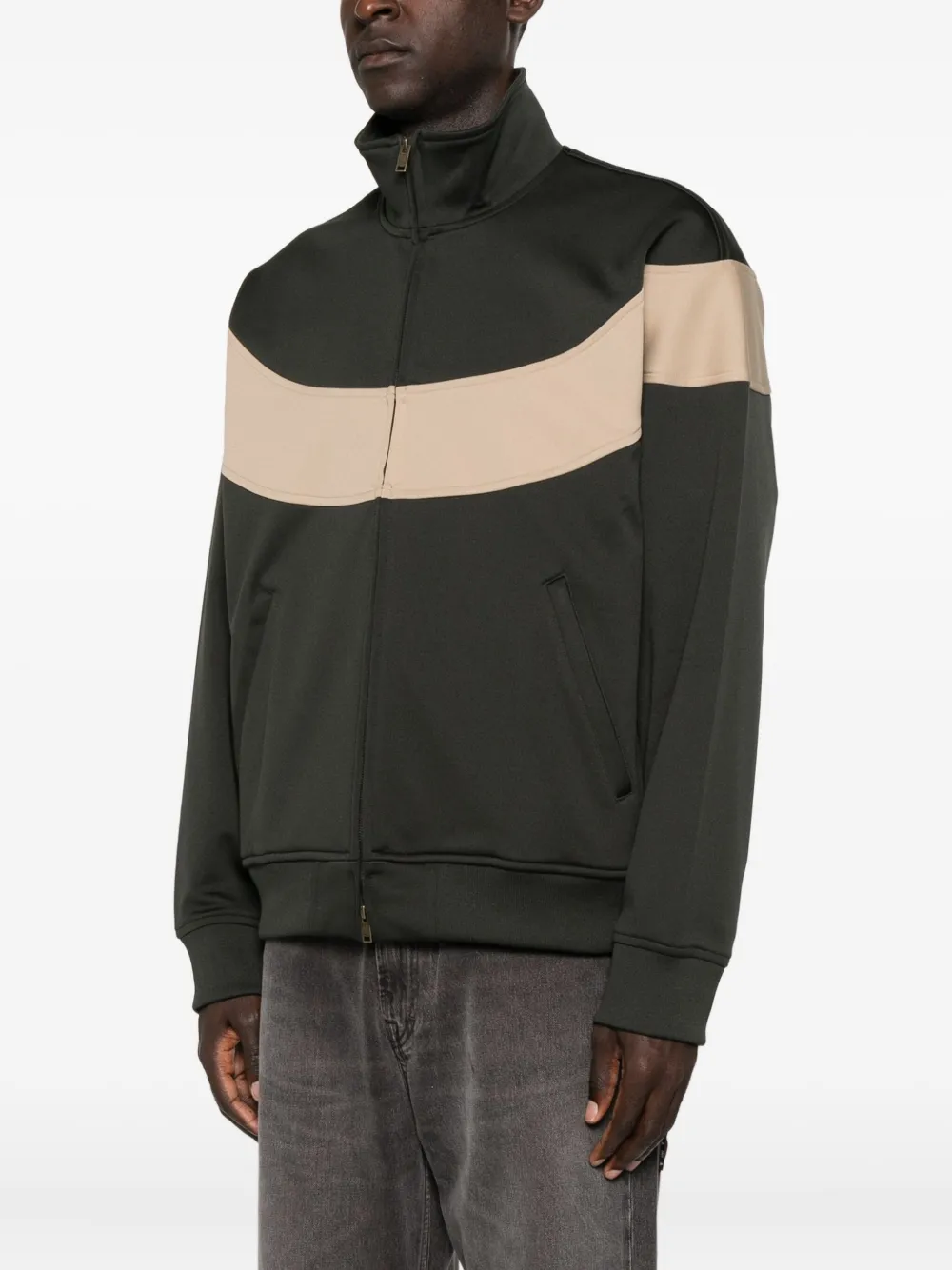 Mastermind Japan Panelled Zip-up Track Jacket In Brown