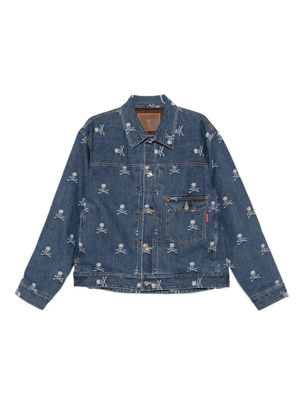 Mastermind Japan skull-crossbones denim jacket - Blu