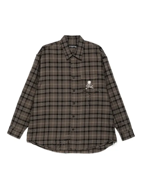 Mastermind Japan skull-embroidered plaid shirt
