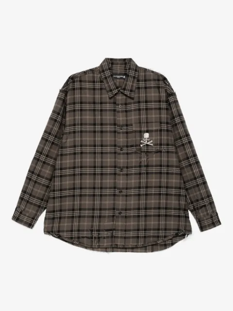 Mastermind Japan skull-embroidered plaid shirt