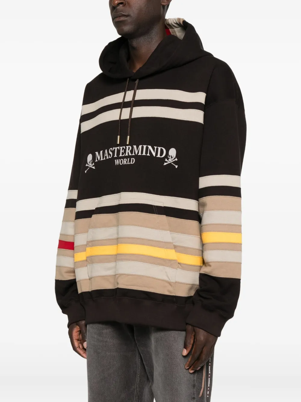 Mastermind Japan Gestreepte hoodie Bruin