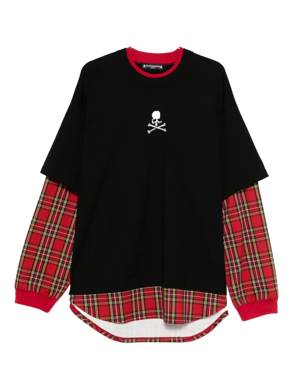 Mastermind Japan plaid layered long-sleeve T-shirt - ブラック Mastermind Japan plaid layered long-sleeve T-shirt - ブラック