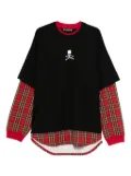 Mastermind Japan plaid layered long-sleeve T-shirt - Black