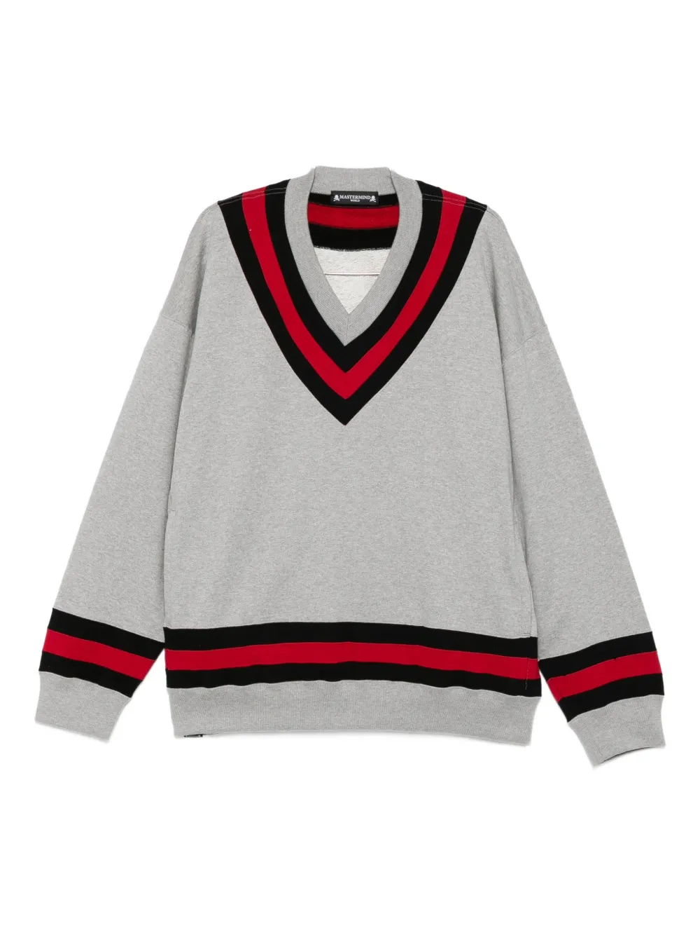 Mastermind Japan V-neck Varsity Sweater In Gray
