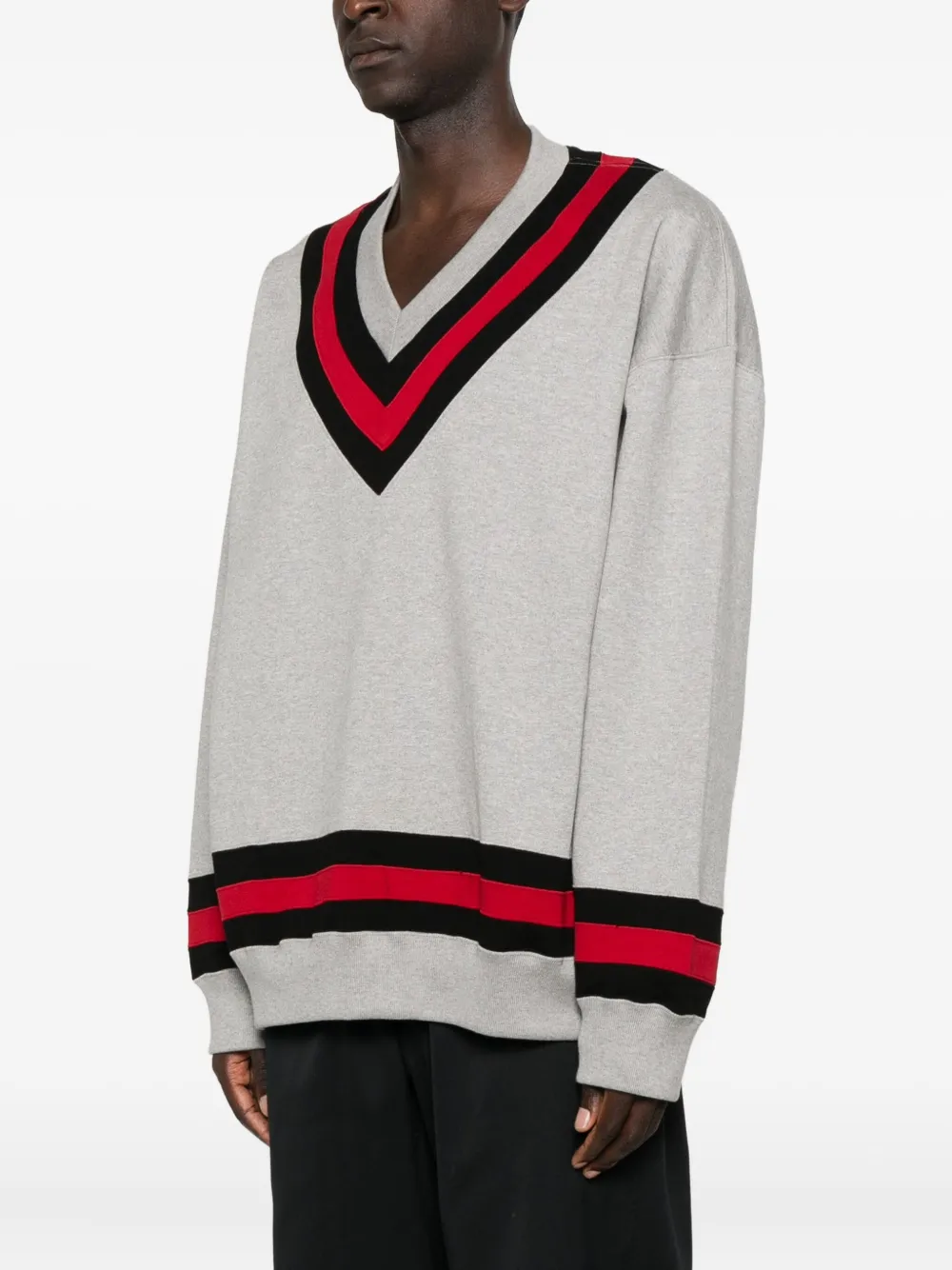 Mastermind Japan V-neck Varsity Sweater In Gray