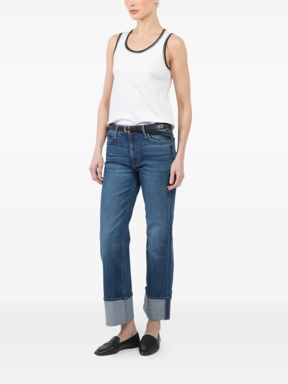 Mother The Checkerboard Duster Flood Cuff Jeans