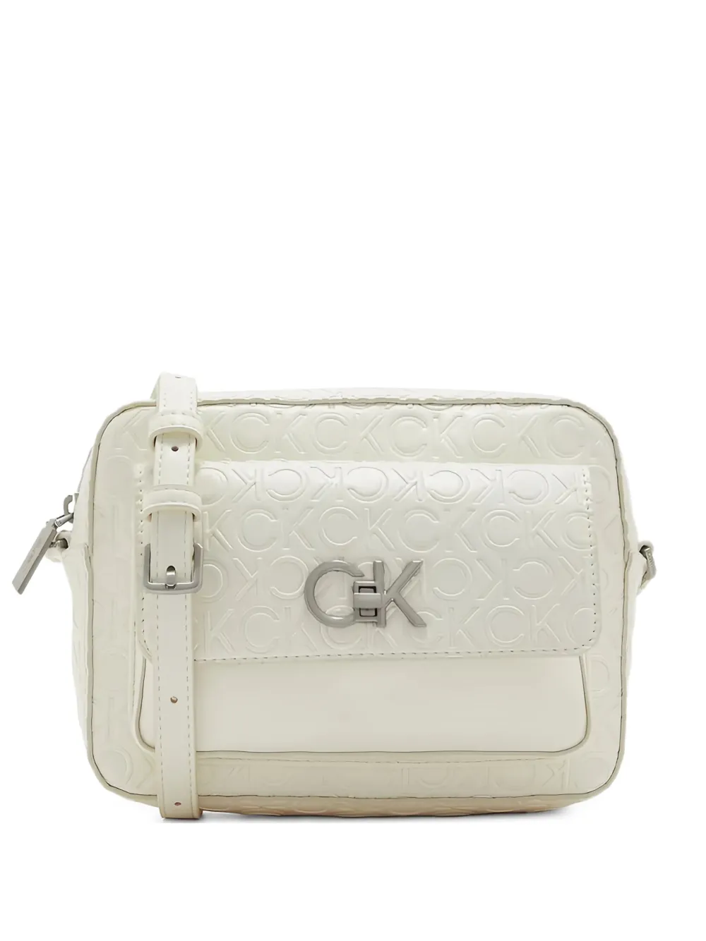 Calvin Klein ロゴプレート ショルダーバッグ - ホワイト Calvin Klein ロゴプレート ショルダーバッグ - ホワイト
