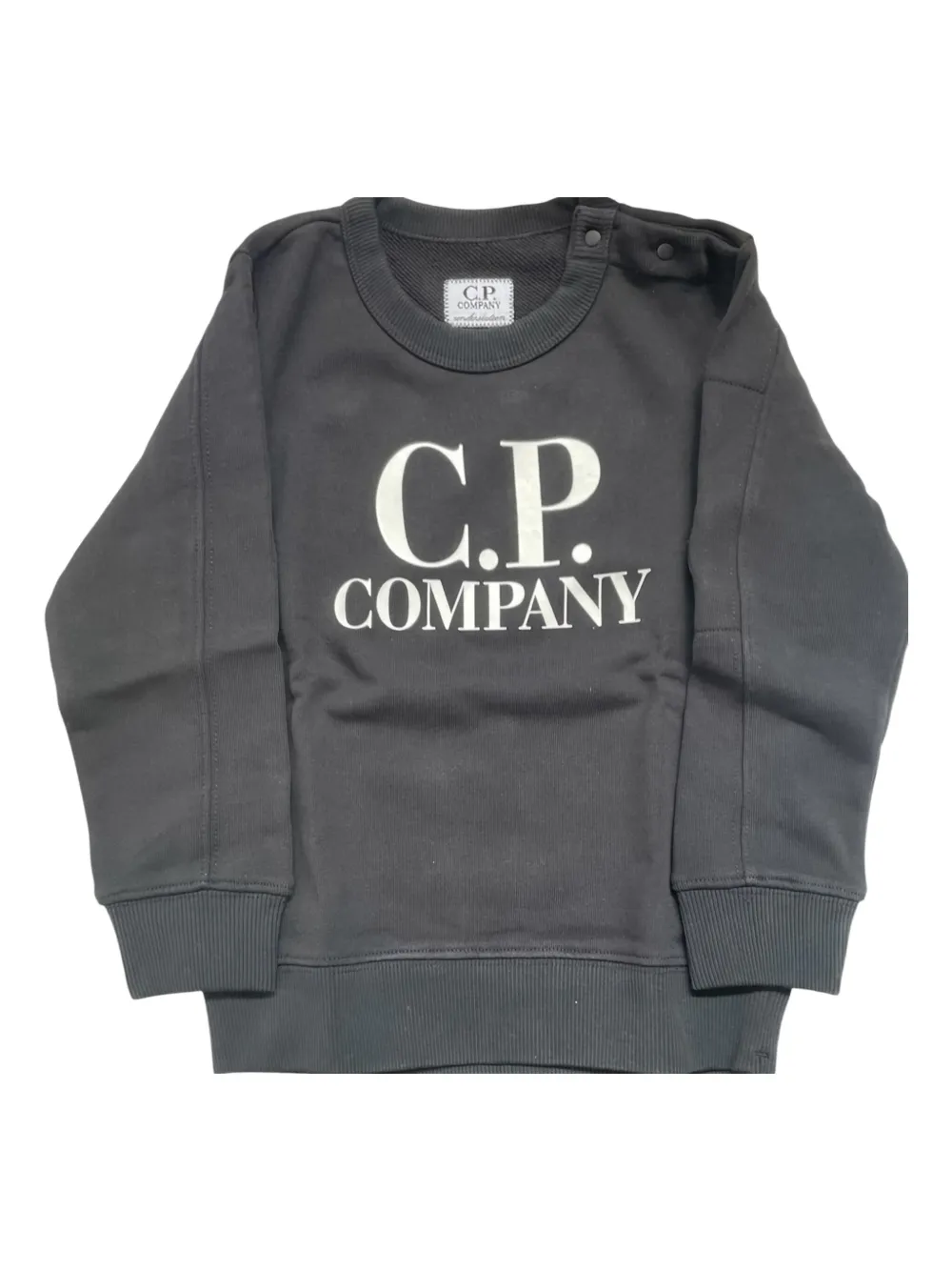 C.P. Company Kids logo-print ribbed-cuffs sweatshirt Grijs