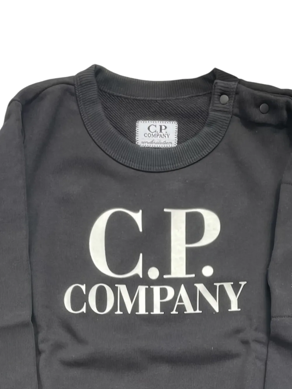 C.P. Company Kids logo-print ribbed-cuffs sweatshirt Grijs