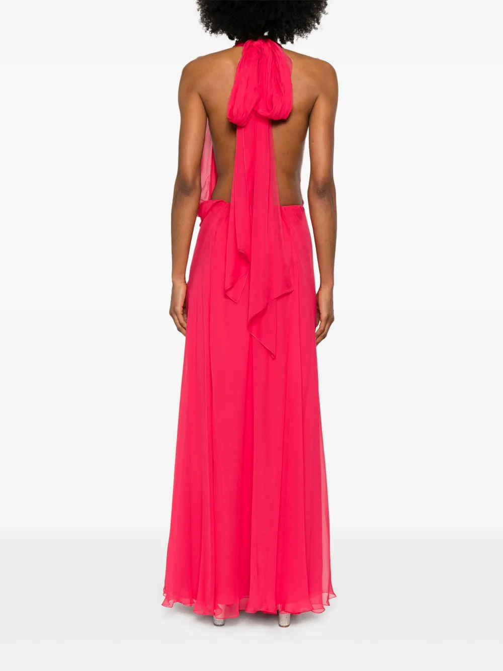 Alberta Ferretti Maxi-jurk met halternek Roze
