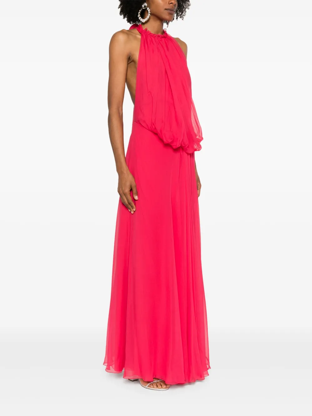Alberta Ferretti Maxi-jurk met halternek Roze