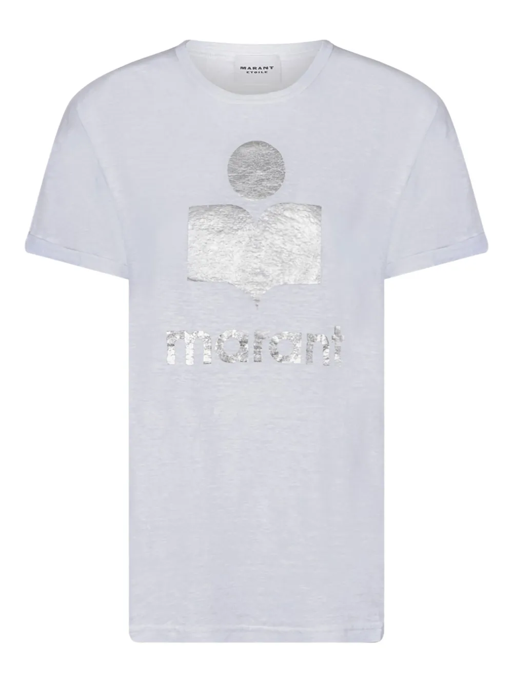 MARANT ÉTOILE T-shirt in lino con stampa - Bianco
