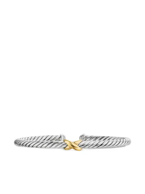 David Yurman brazalete Cable Flex X Station en oro amarillo de 14kt y plata de ley