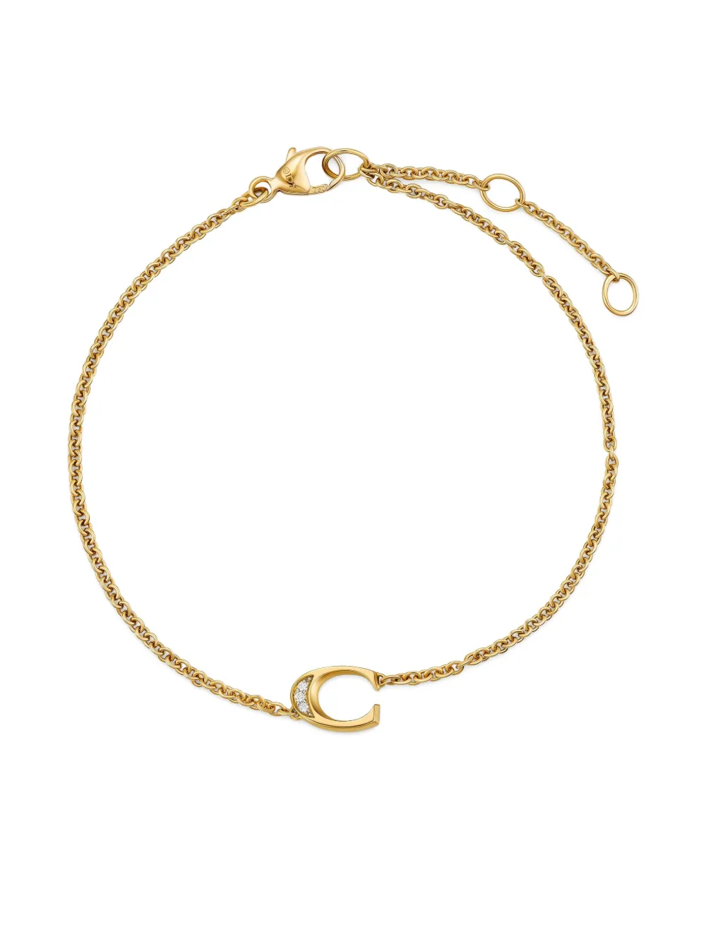 David Yurman Petite Pavé Initial 18K黄金钻石手链 | Image 2
