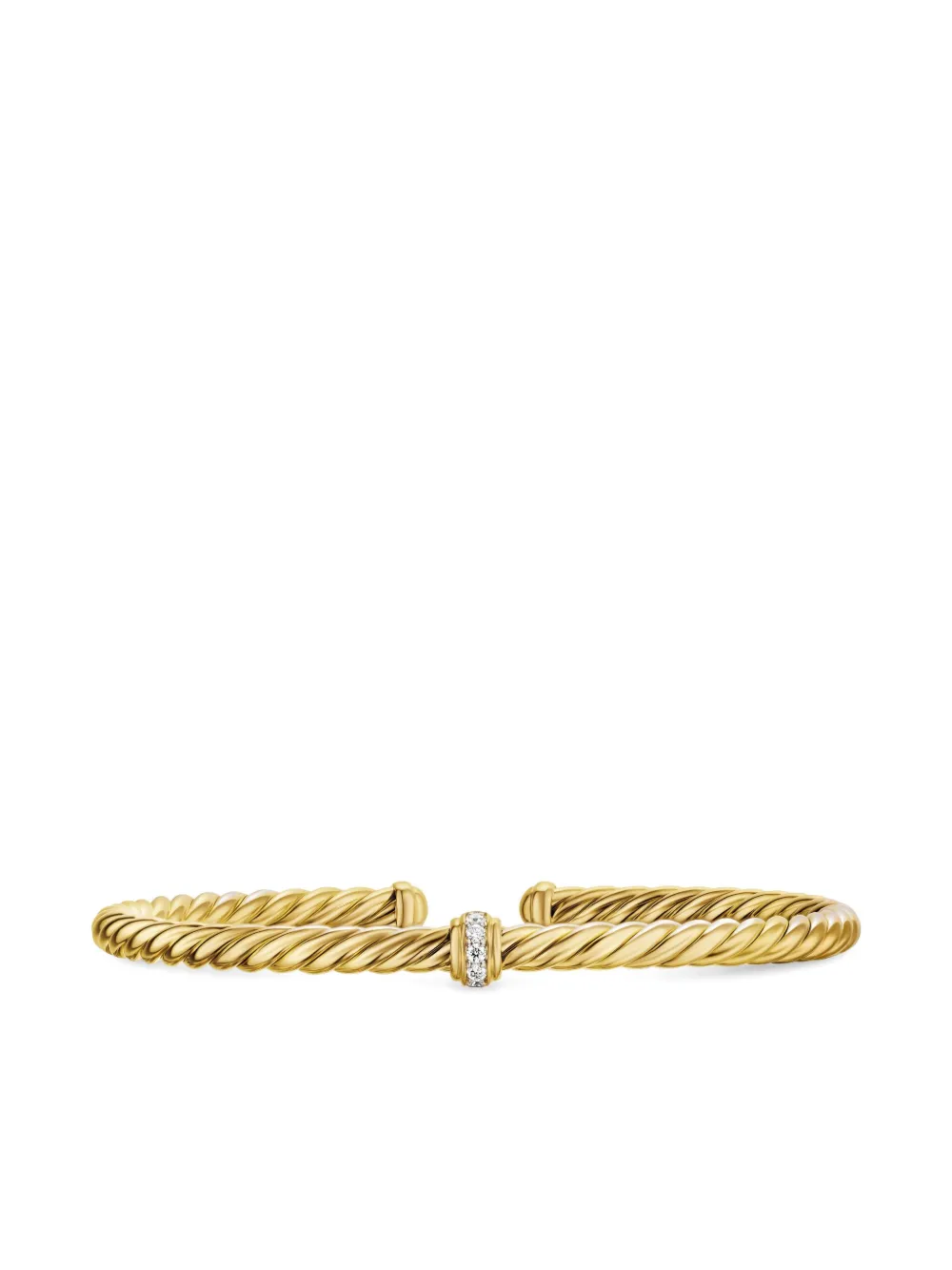 David Yurman 18k Yellow Gold Cablespira® Flex Station Diamond Bangle In Gold