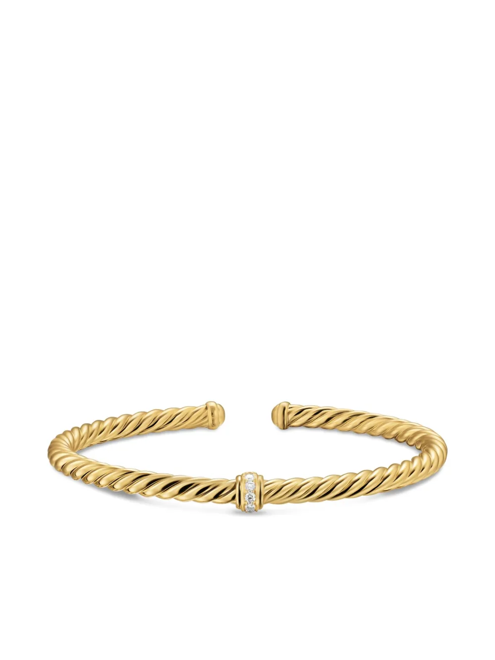 David Yurman 18k Yellow Gold Cablespira® Flex Station Diamond Bangle In Gold