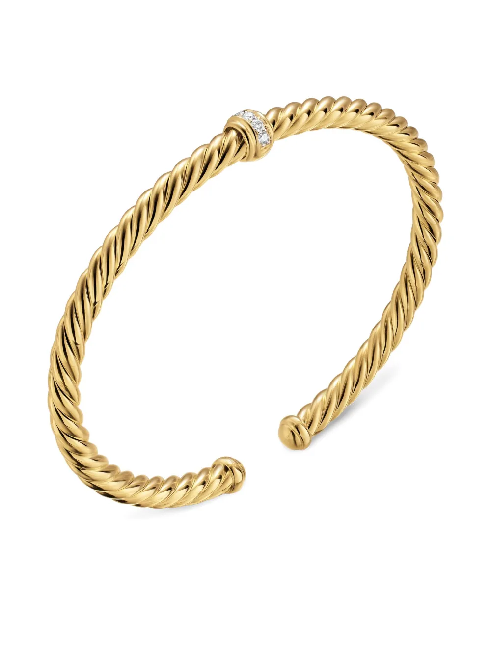 David Yurman 18k Yellow Gold Cablespira® Flex Station Diamond Bangle In Gold