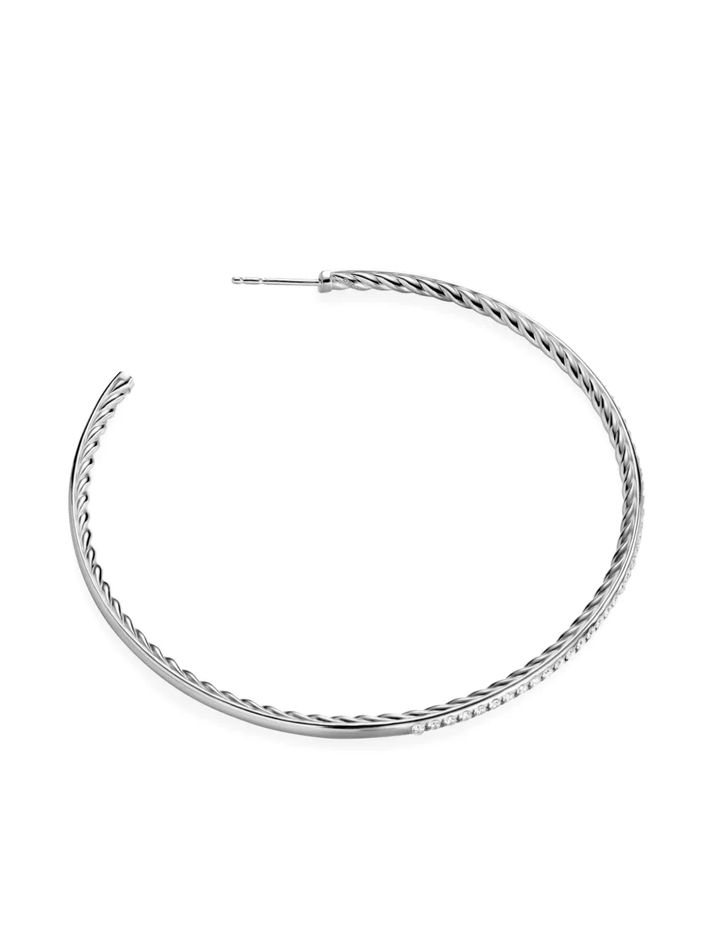David Yurman Sterling Silver Diamond Hoop Earrings In Silver