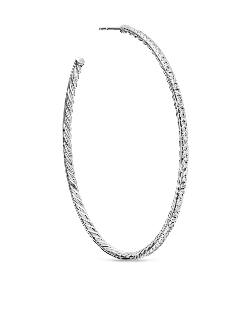 David Yurman Sterling Silver Diamond Hoop Earrings In Silver
