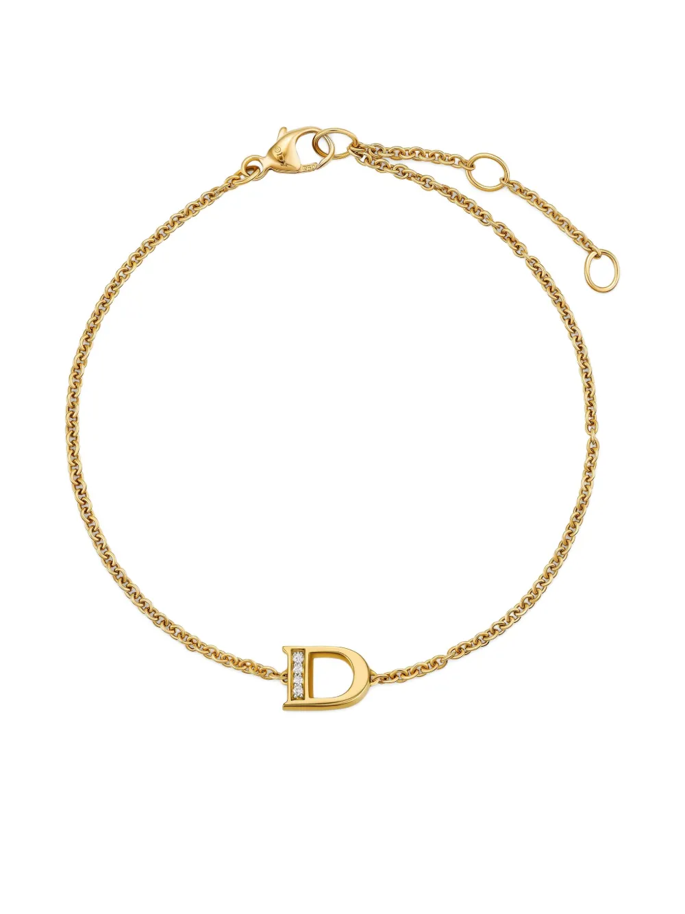 David Yurman Petite Pavé Initial 18K黄金钻石手链 | Image 2