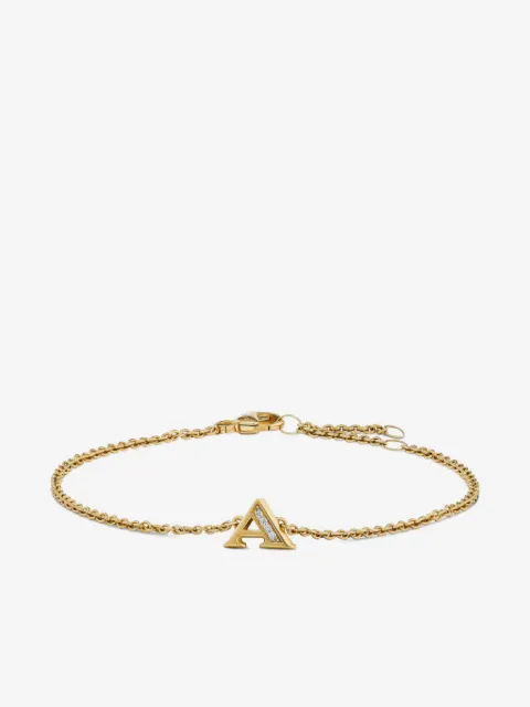 David Yurman 18K yellow gold Petite Pavé Initial diamond bracelet