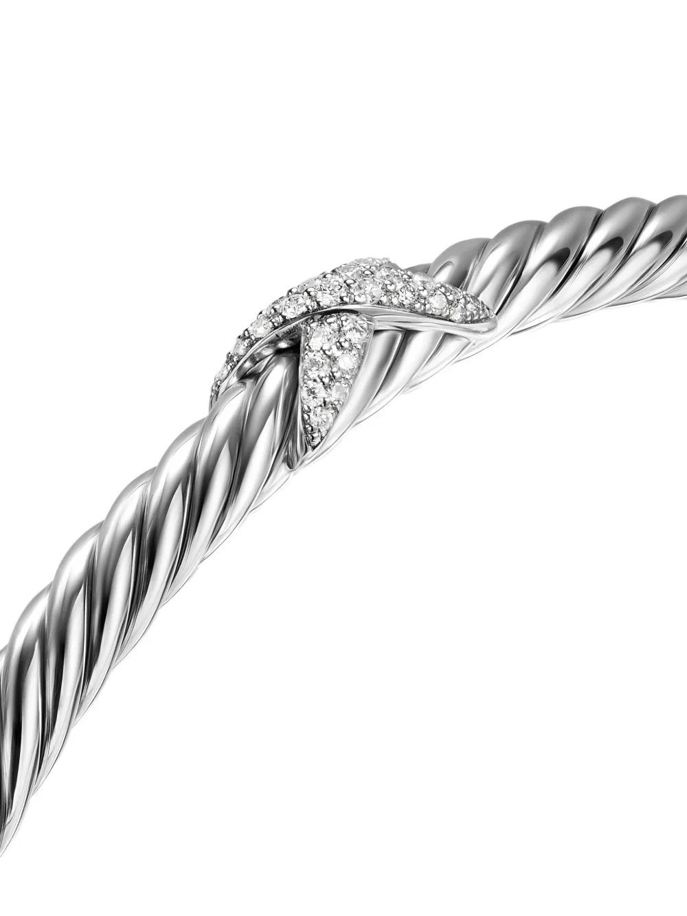 David Yurman Sterling-silver Cable Flex X Station Diamond Bangle In Silver