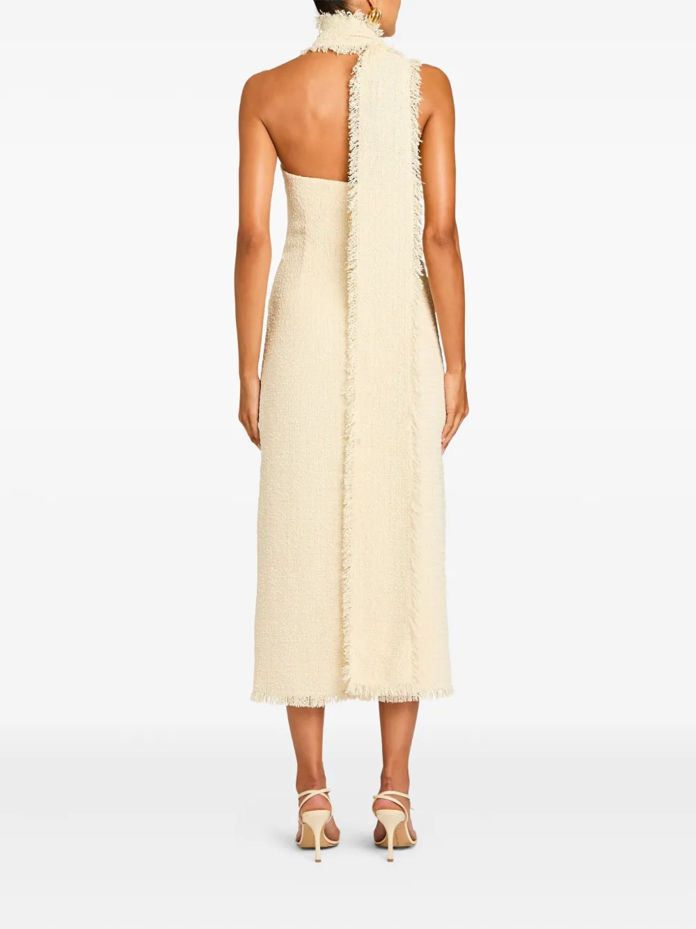 Ser.o.ya Lott Boucle Midi Dress In Eggshell In White