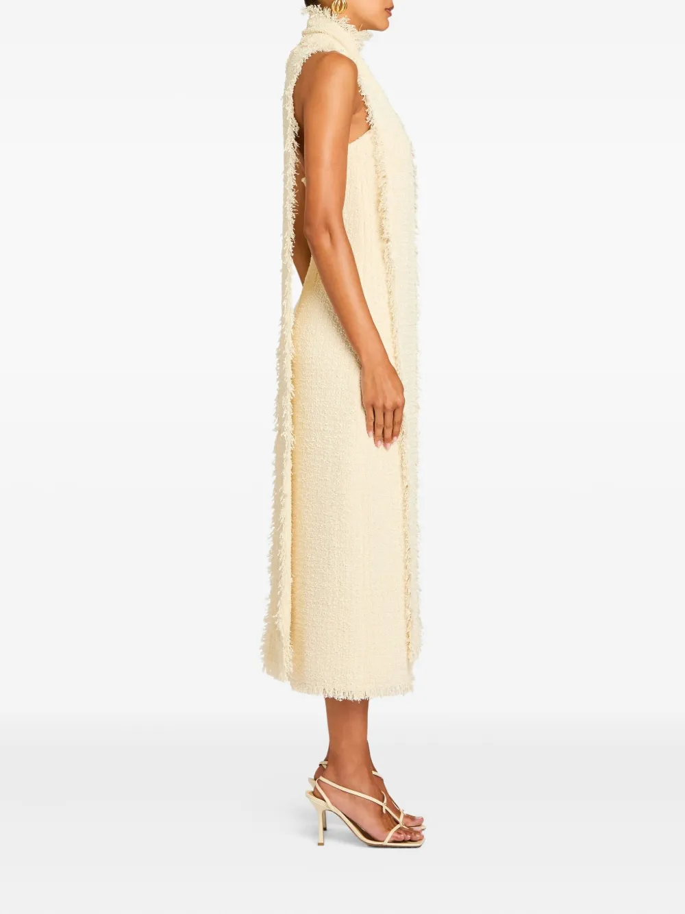 Ser.o.ya Lott Boucle Midi Dress In Eggshell In White