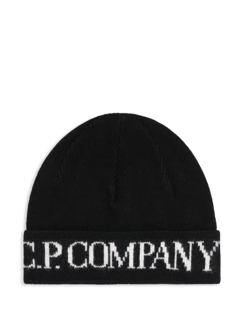 C.P. Company Kids gorro tejido con logo en intarsia