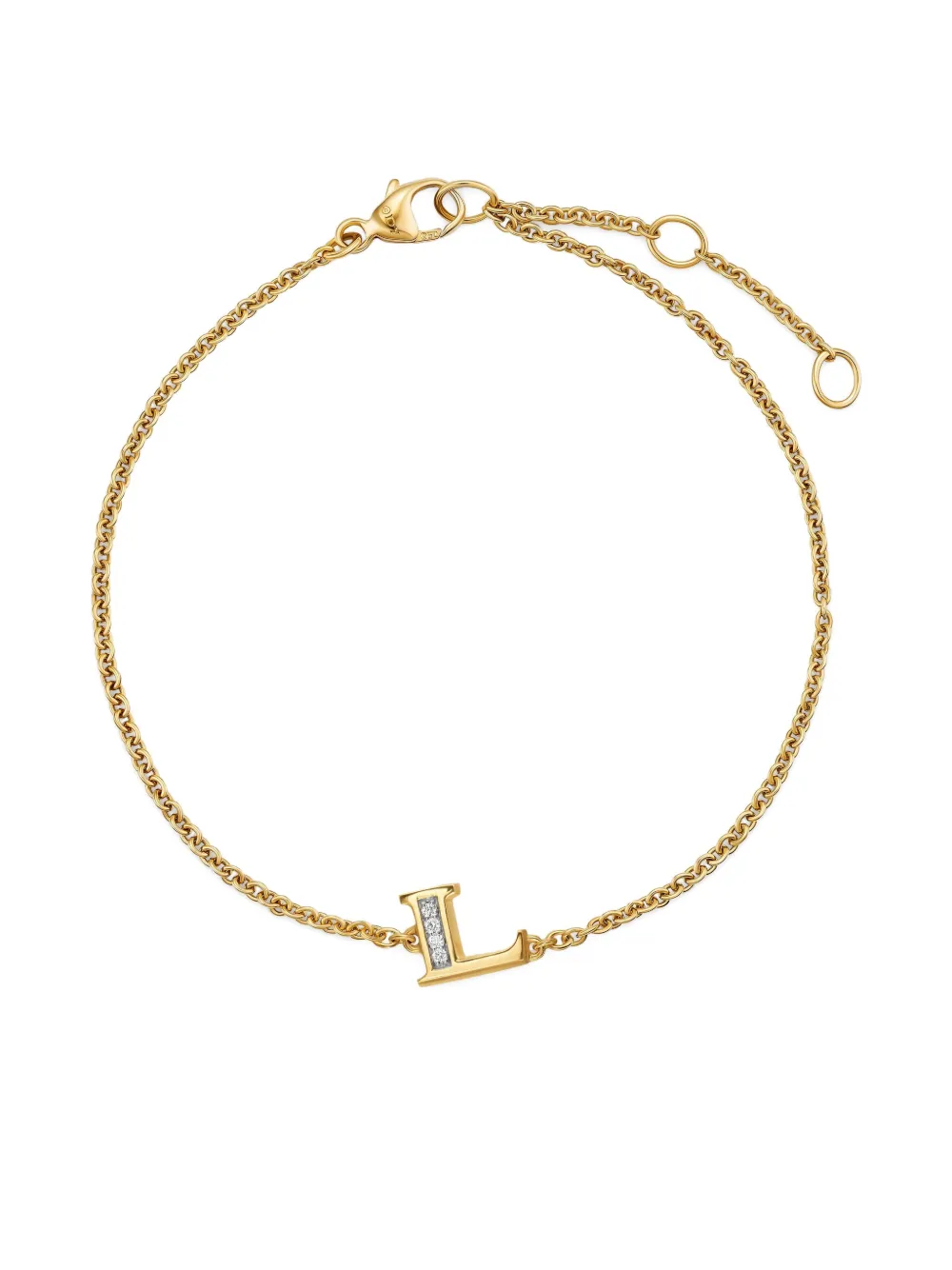 David Yurman bracelet Petite Pavé Initial en or jaune 18ct pavé de diamant | Image 2
