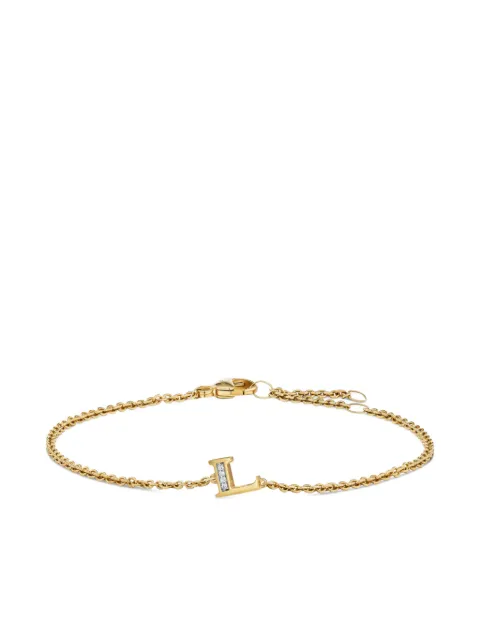 David Yurman 18K yellow gold Petite Pavé Initial diamonds bracelet