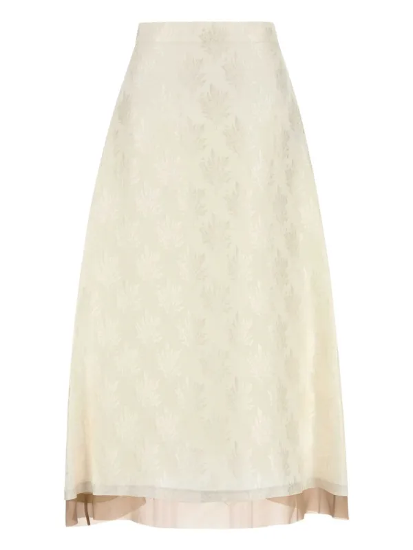 Fendi Patterned-jacquard Midi Skirt in White
