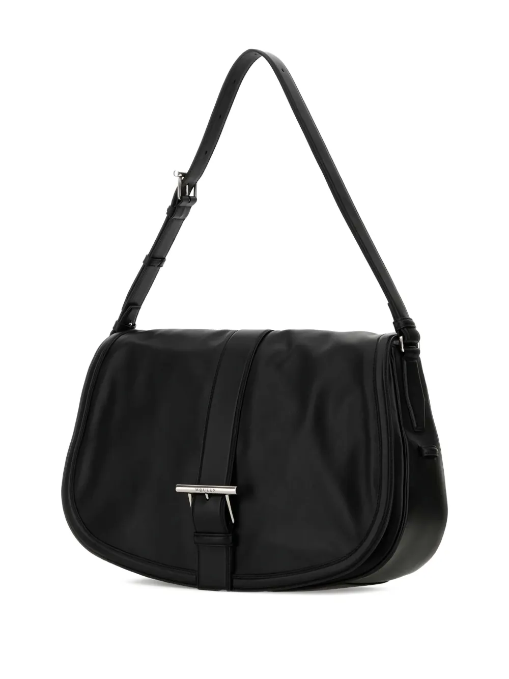 Alexander Mcqueen Black Leather Maxi Satchel Shoulder Bag In Schwarz