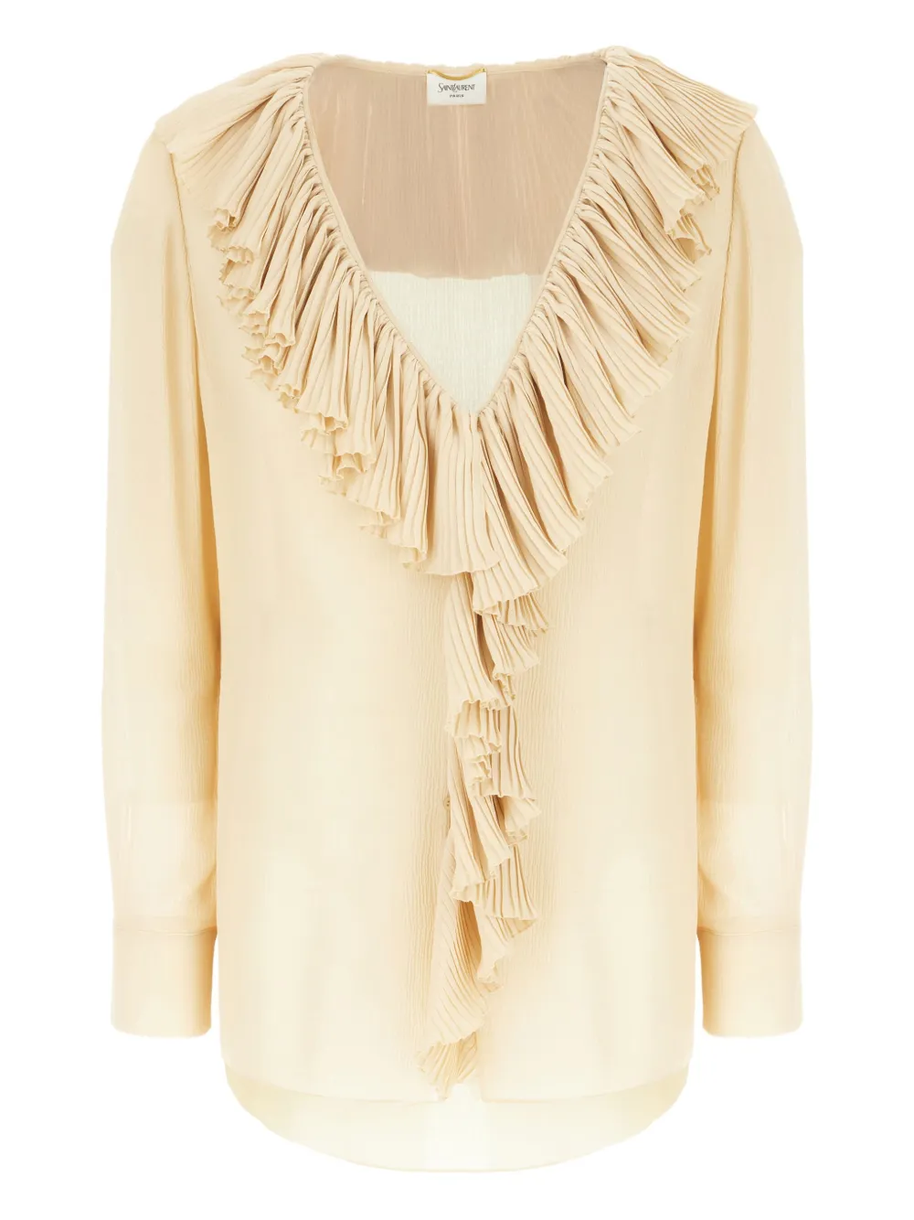 Saint Laurent Geplooide blouse Beige