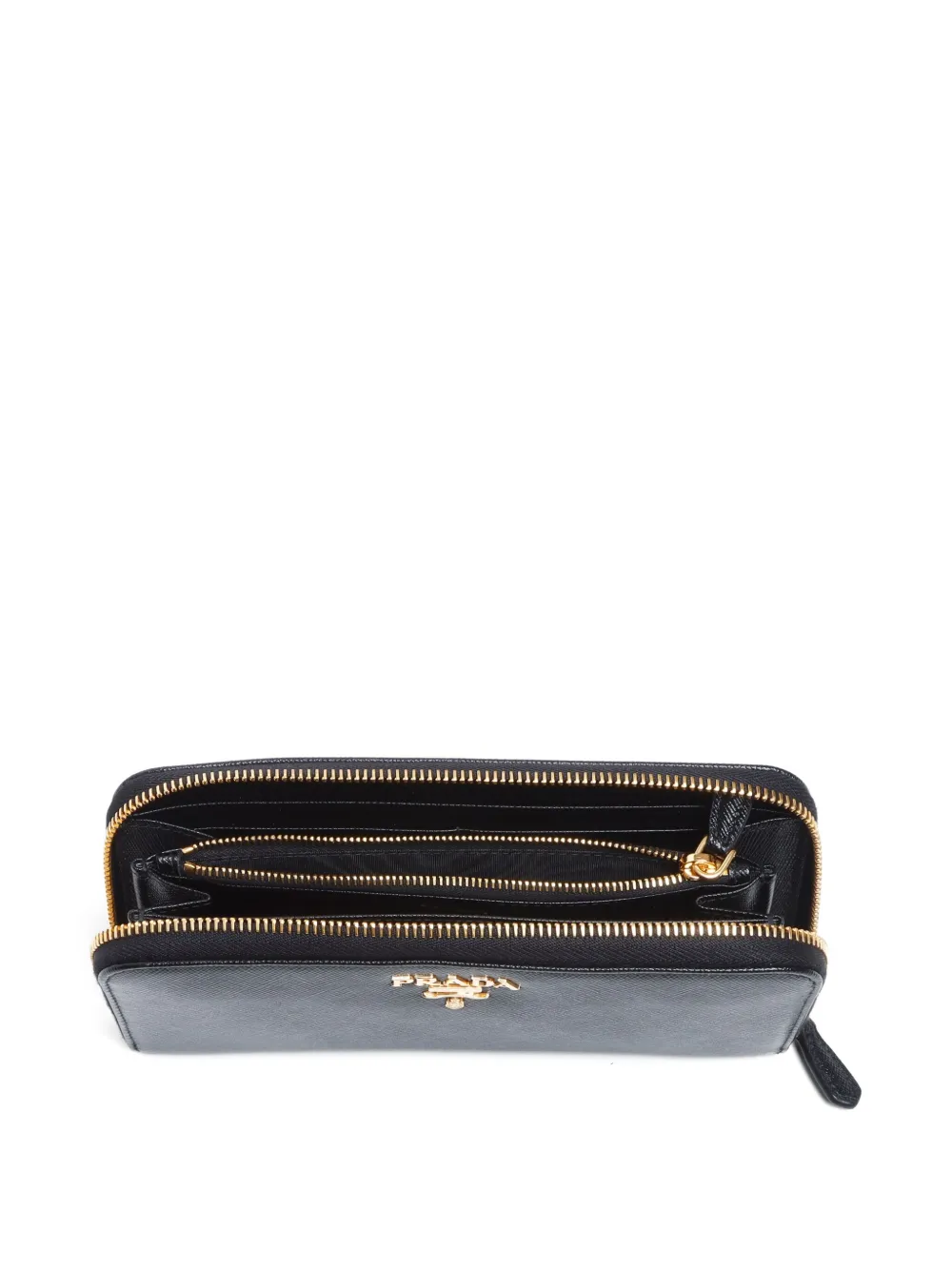 Pre-owned Prada 2024-2025 Zip Around Wallet In 黑色