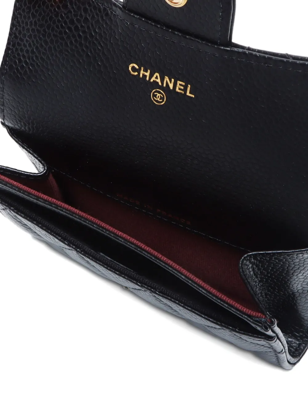 Pre-owned Chanel 2020-2025 Caviar-leather Card Holder In Black