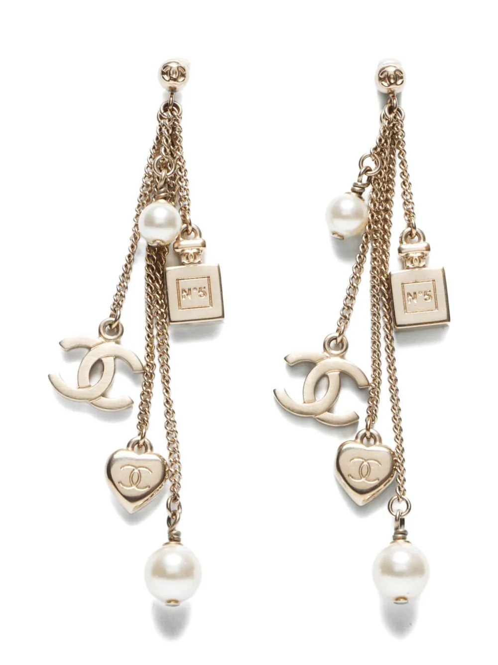 CHANEL Pre-Owned 2018 Interlocking CC drop earrings | Gold | Image 1