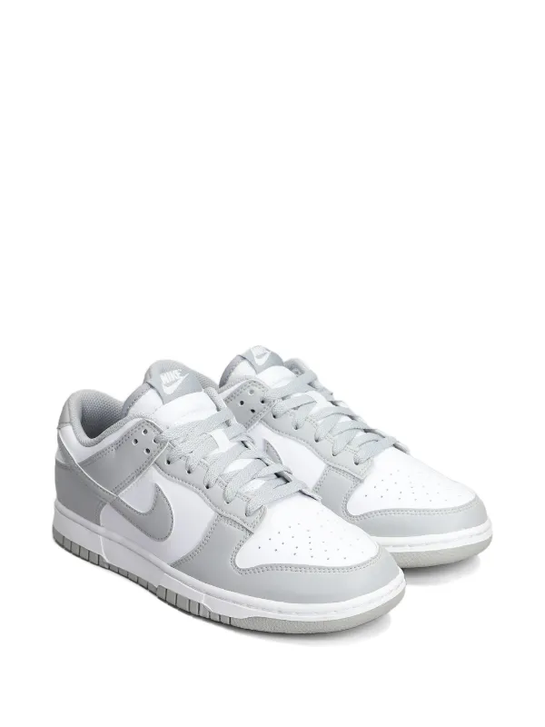 Nike Dunk Low White and Light Grey Leather Sneakers Nike Dunk Low Grade School Basketball Shoes White Light Grey  main image 4