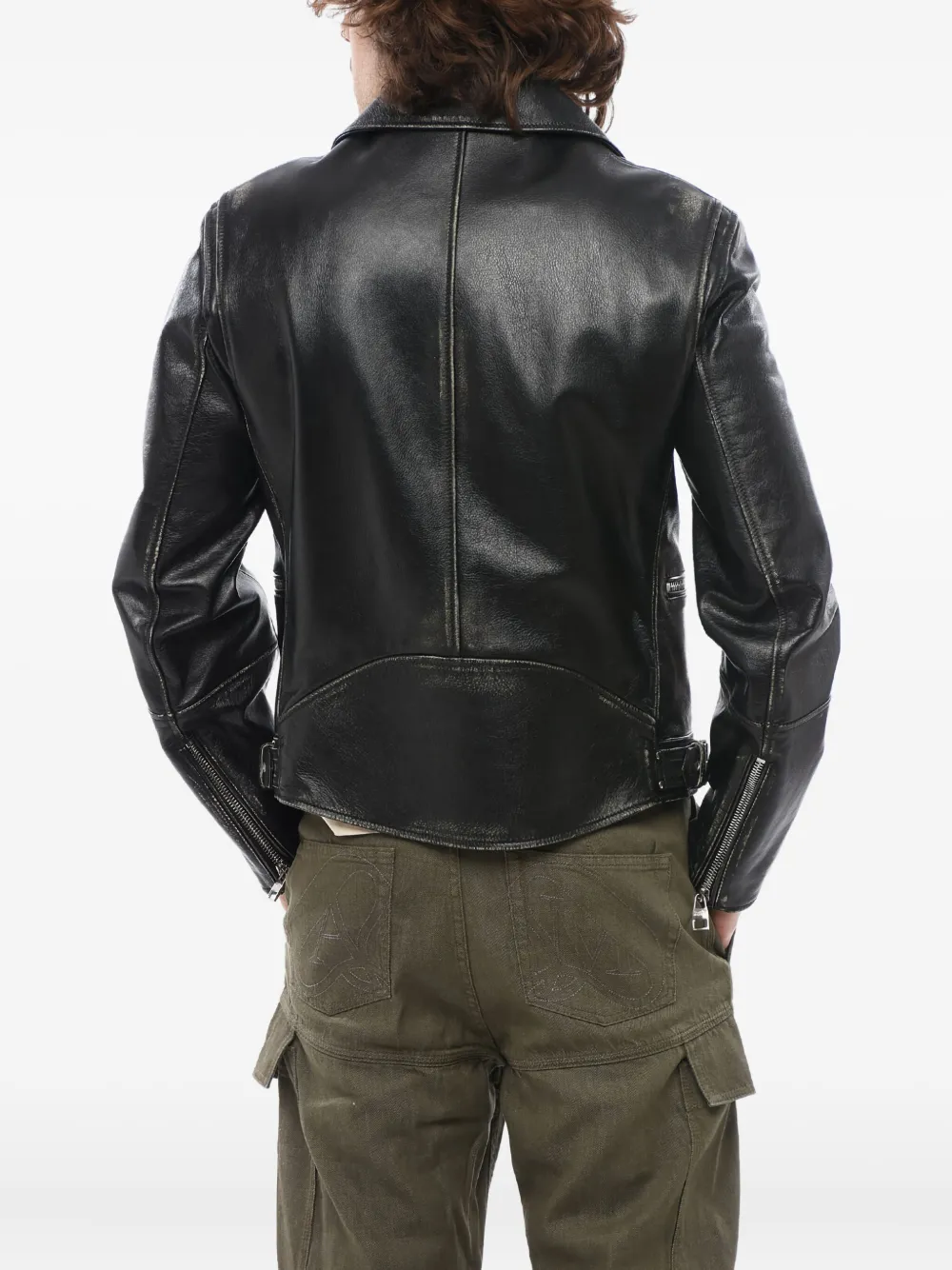 Alexander McQueen Leren bikerjack Zwart