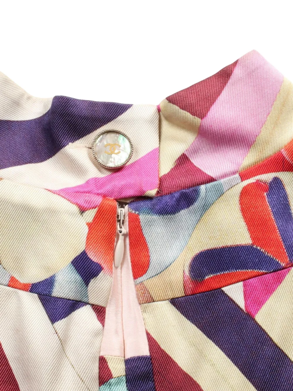 Pre-owned Chanel 1986-1988 Silk Mini Dress In Neutrals