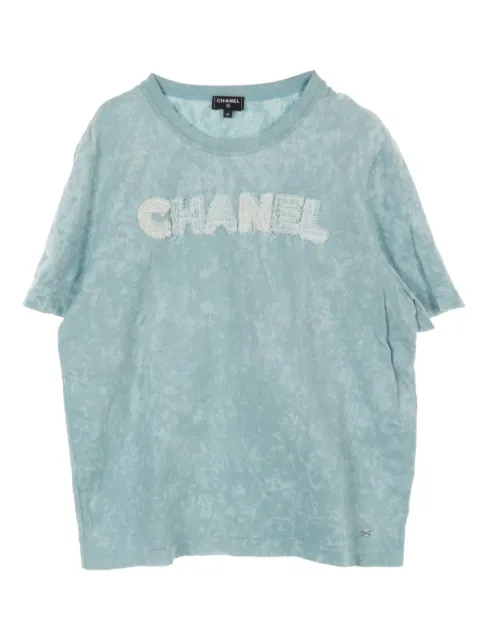 CHANEL Pre-Owned playera de tweed con logo 1986-1988