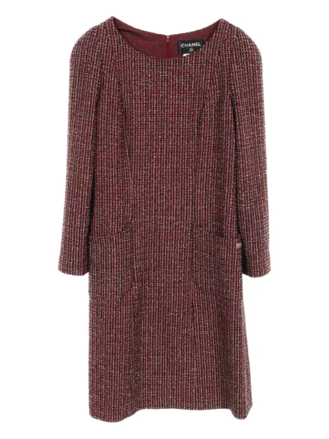 CHANEL Pre-Owned vestido midi de tweed 1986-1988