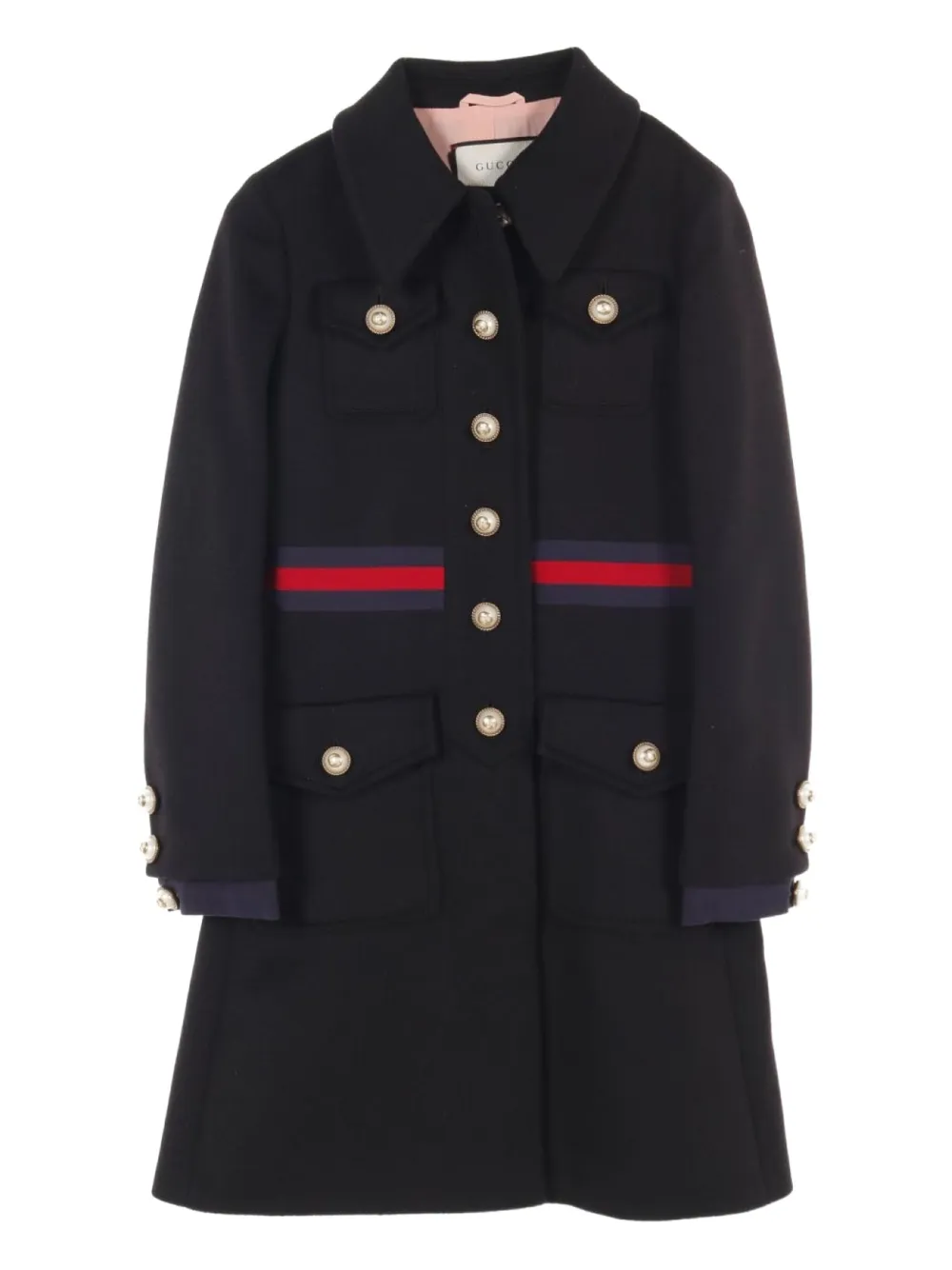 Gucci Pre-Owned 10's Web-stripe coat | Black | Image 1