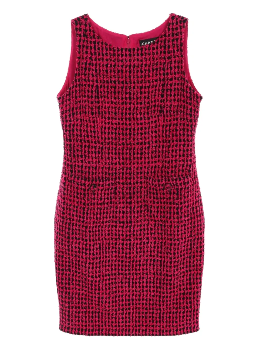 CHANEL Pre-Owned 1986-1988 tweed sleeveless dress - ピンク CHANEL Pre-Owned 1986-1988 tweed sleeveless dress - ピンク