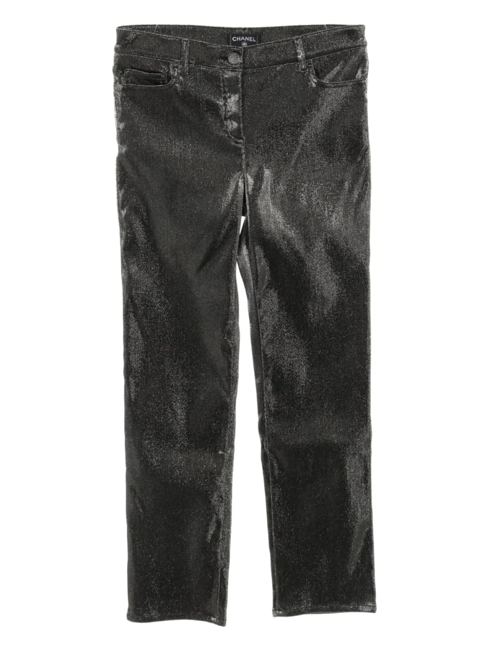 CHANEL Pre-Owned 1986-1988 メタリック パンツ - グリーン CHANEL Pre-Owned 1986-1988 メタリック パンツ - グリーン